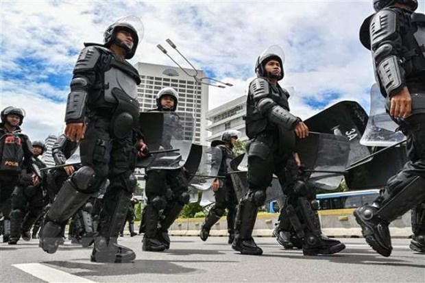 Cảnh sát Indonesia được triển khai tại thủ đô Jakarta.