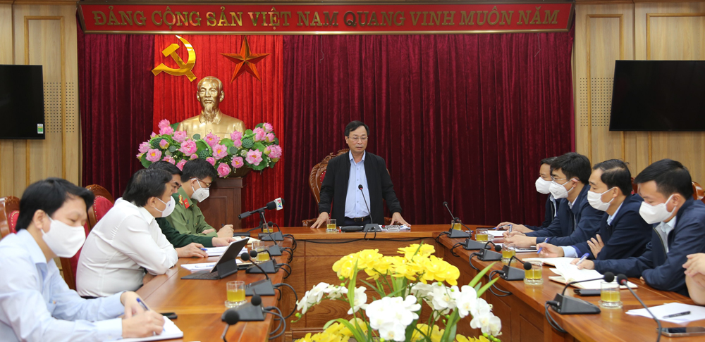 Chủ tịch UBND tỉnh Phú Thọ Bùi Văn Quang phát biểu chỉ đạo công tác phòng chống dịch COVID-19