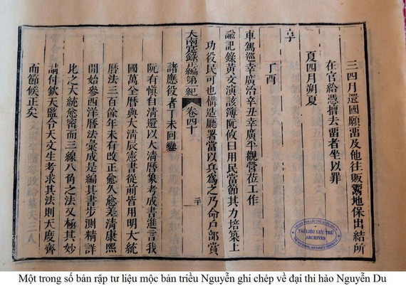 Sưu tập bản rập tư liệu mộc bản triều Nguyễn ghi chép về Đại thi hào Nguyễn Du