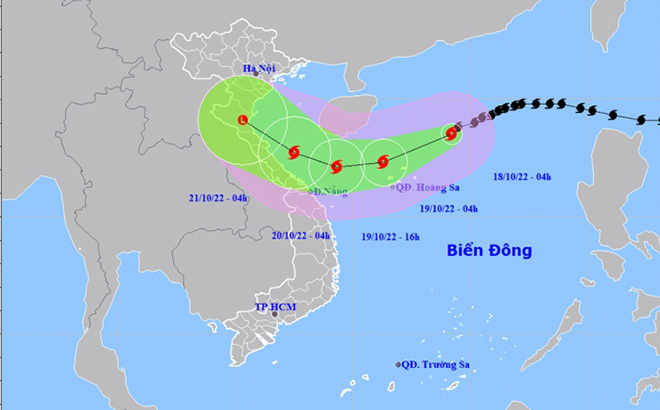 Dự báo đường đi và vùng ảnh hưởng của bão số 6.