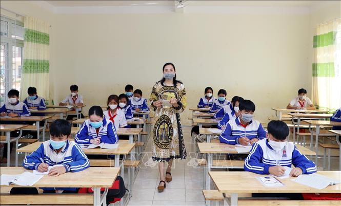 Một lớp học tại Trường Trung học cơ sở Hoàng Văn Thụ, xã Quảng Sơn, huyện Đắk G’Long, tỉnh Đắk Nông. Ảnh minh họa: