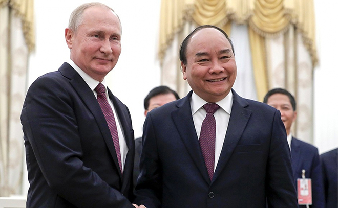 Tổng thống Nga V.Putin và Thủ tướng Nguyễn Xuân Phúc trong cuộc gặp vào tháng 5/2019
