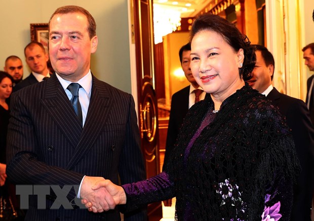 Chủ tịch Quốc hội Nguyễn Thị Kim Ngân hội kiến Thủ tướng Nga Dmitry Medvedev.