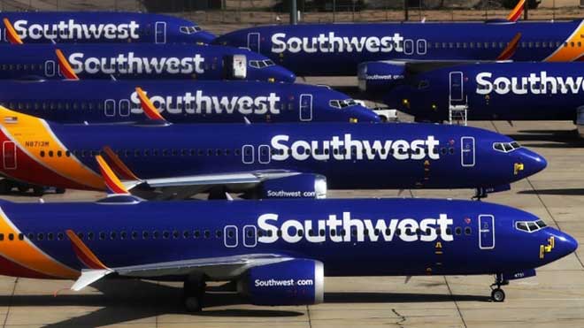 Máy bay Boeing 737 MAX của Hãng hàng không Southwest Airlines tại sân bay Southern California Logistics, Mỹ.