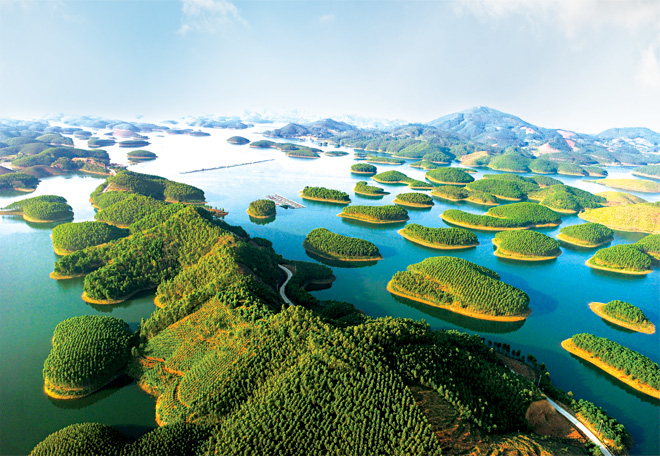 Islets on Thac Ba Reservoir