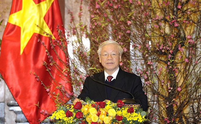 Tổng Bí thư, Chủ tịch nước Nguyễn Phú Trọng phát biểu tại buổi gặp mặt.
