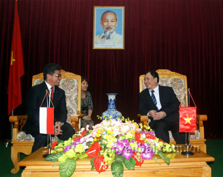 Đồng chí Phạm Duy Cường - Chủ tịch UBND tỉnh Yên Bái tiếp và làm việc với ông Mayerfas - Đại sứ đặc mệnh toàn quyền Indonesia.