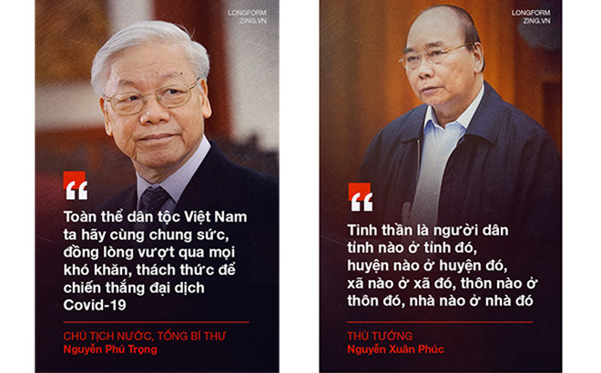 Tổng Bí thư, Chủ tịch nước Nguyễn Phú Trọng và Thủ tướng Chính phủ Nguyễn Xuân Phúc kêu gọi toàn dân đồng lòng chống dịch.