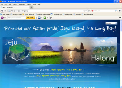 Khai trương trang web quảng bá bầu chọn vịnh Hạ Long và đảo Jeju