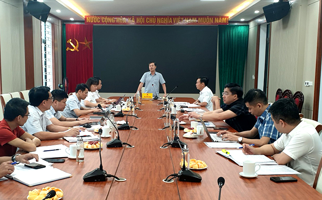 Đồng chí Ngô Hạnh Phúc - Ủy viên Ban Thường vụ Tỉnh ủy, Phó Chủ tịch UBND tỉnh phát biểu chỉ đạo tại buổi làm việc với thị xã Nghĩa Lộ.