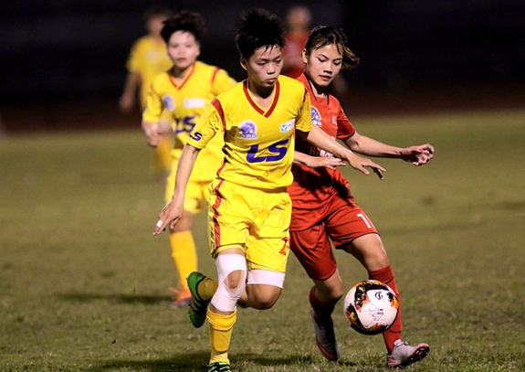 Trận đấu tại giải bóng đá nữ Vô địch U.19 Quốc gia 2019.
