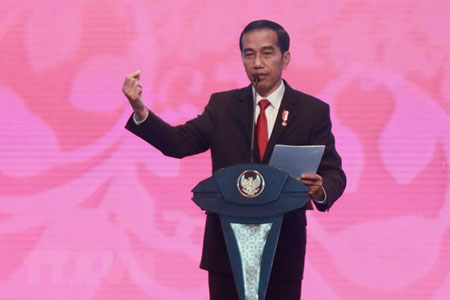 Tổng thống Indonesia Joko Widodo phát biểu tại một hội nghị ở đảo Bali.