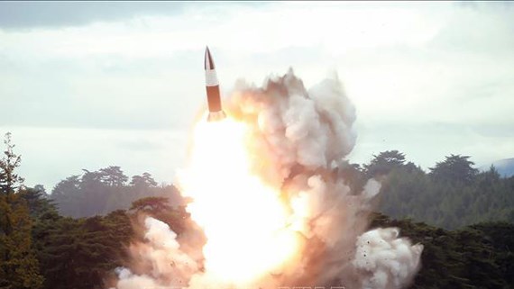 Vụ thử vũ khí mới được Triều Tiên thực hiện tại một địa điểm bí mật ngày 16-8-2019.