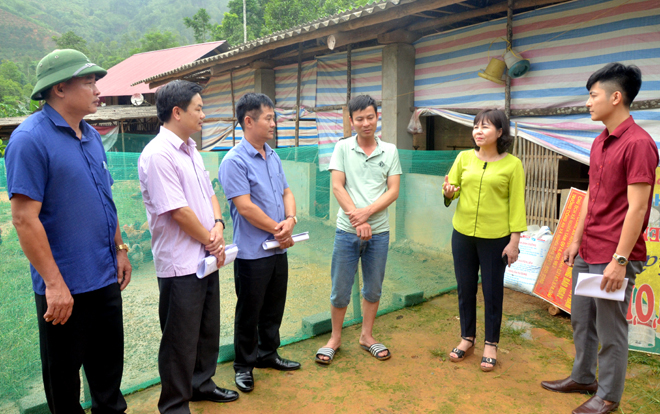 Đồng chí Hoàng Thị Thanh Bình – Phó Chủ tịch HĐND tỉnh cùng lãnh đạo các ban của HĐND tỉnh giám sát việc triển khai thực hiện chính sách hỗ trợ phát triển sản xuất nông, lâm nghiệp tại xã Nghĩa Tâm, huyện Văn Chấn