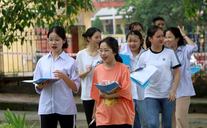 Students sit for the high school graduation exams at the provincial Ethnic Minority Boarding High School.