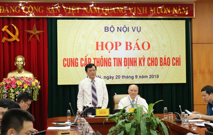 Thứ trưởng Bộ Nội vụ Nguyễn Duy Thăng phát biểu tại họp báo