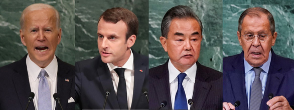 Lãnh đạo các nước (từ trái qua) Mỹ, Pháp, Trung Quốc, Nga phát biểu tại Liên Hiệp Quốc